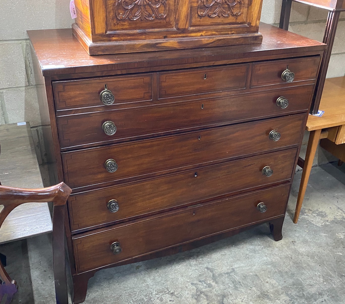A George IV mahogany secretaire chest, width 126cm, depth 60cm, height 119cm